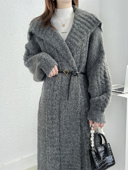 Long Knitted Cardigan Coat Women's Plus Size