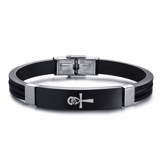 Stainless steel curved brand bracelet