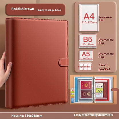 Thickened Leather Face Family ID Storage Book