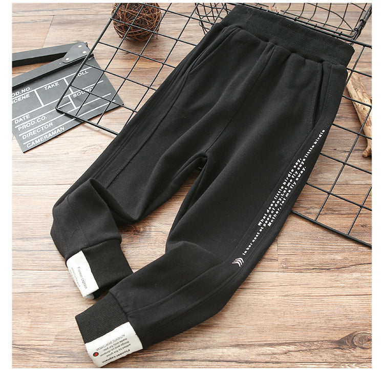 Cotton Sweatpants Big Autumn And Winter Children's All-in-one Fleece Cotton Pants