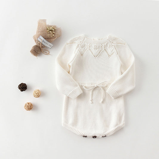 Girls' Leaf Cotton Knit Woolen Jumpsuit Wrapper