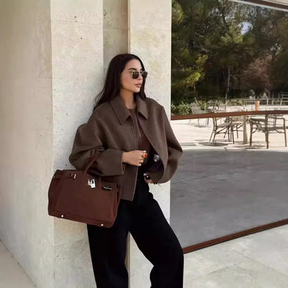 Fall And Winter Lapels Woolen Coat