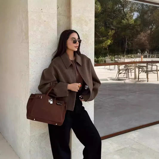 Fall And Winter Lapels Woolen Coat