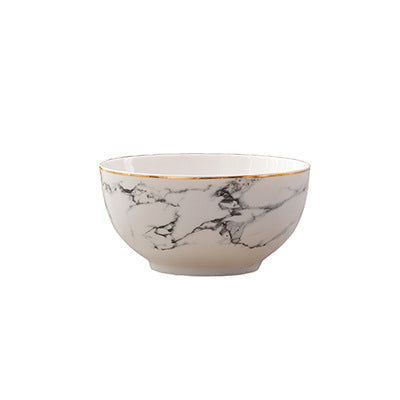 Gold rim marbled bowl set