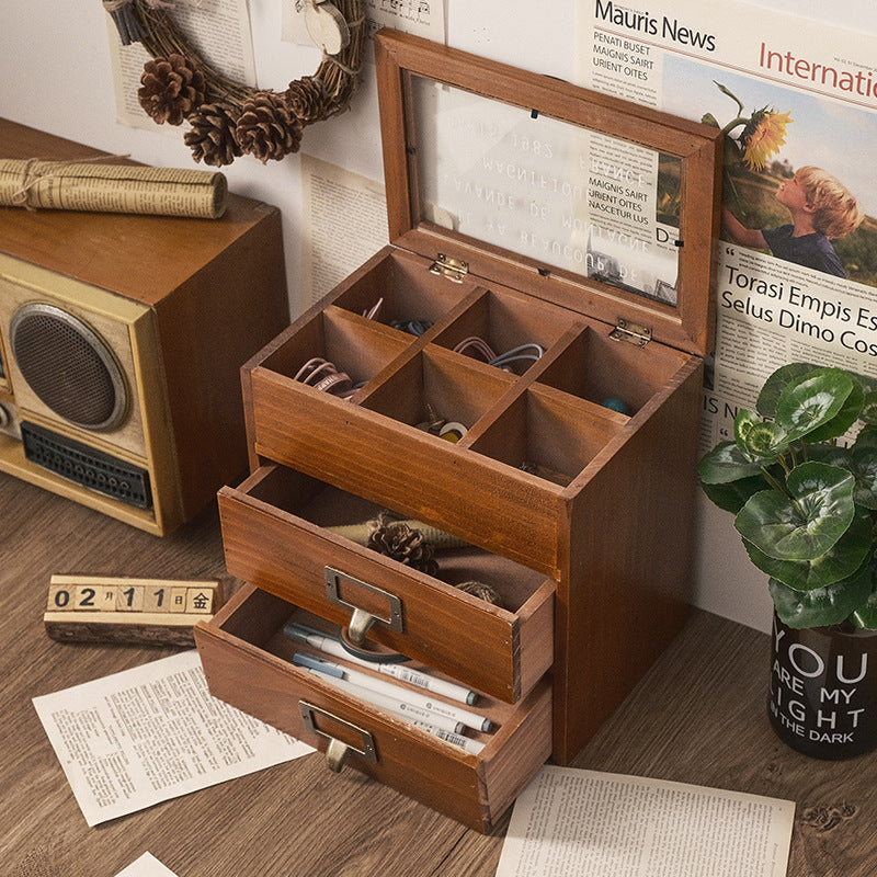Vintage Glass Storage Box With Flip Lid