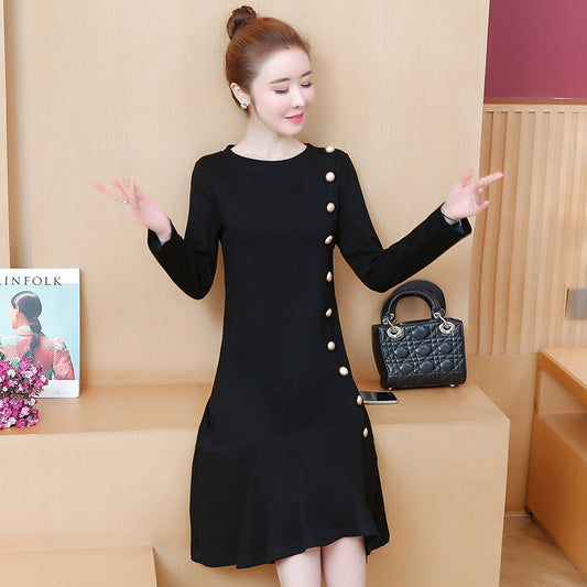 Plus size women's fat sister temperament celebrities cover meat was thin knitted dress