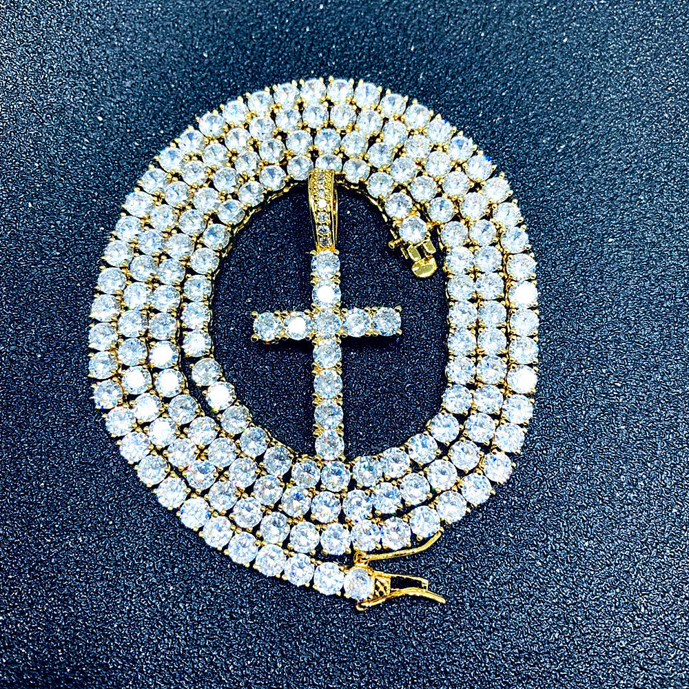 Tennis chain with cross necklace