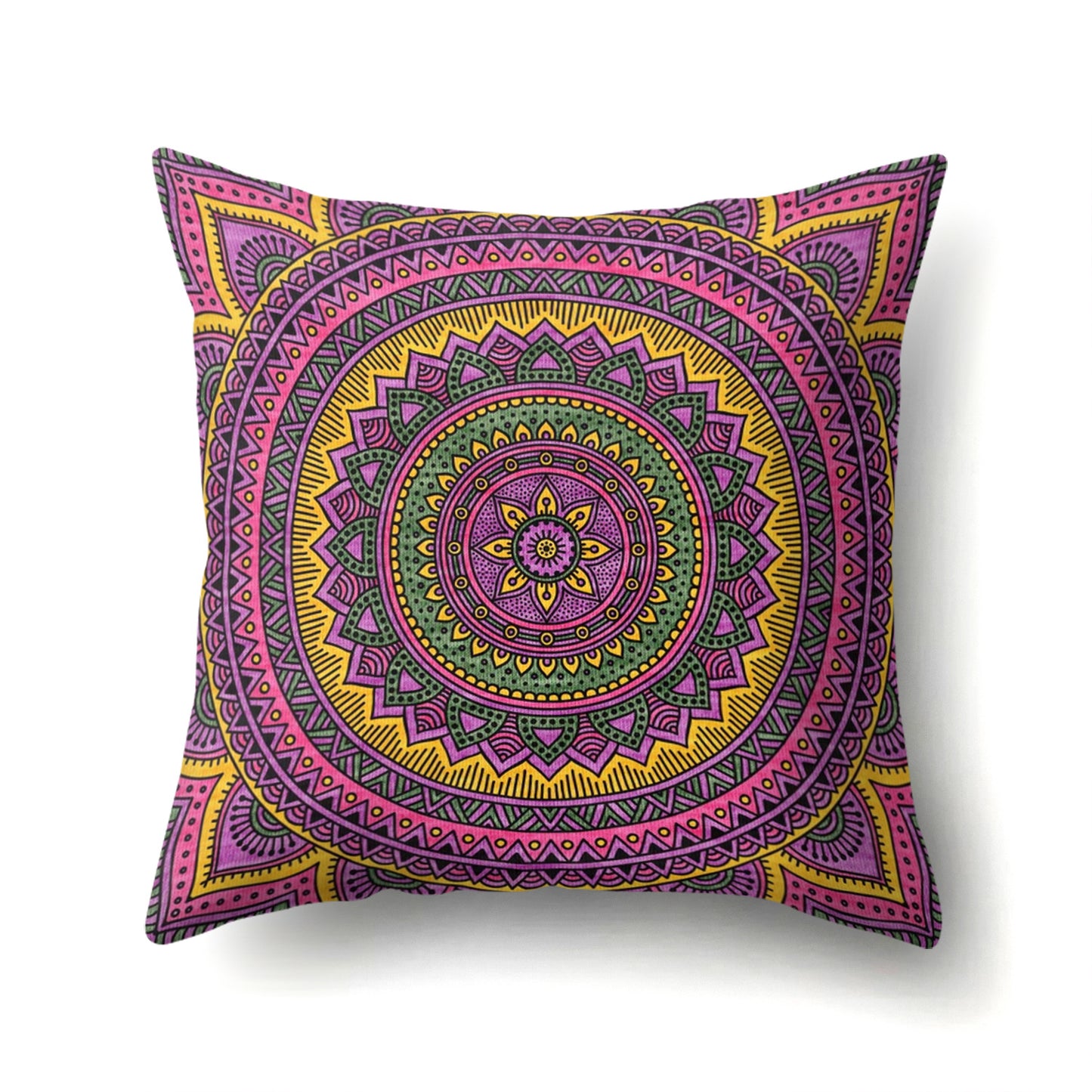 Mandala textured peach velvet pillow