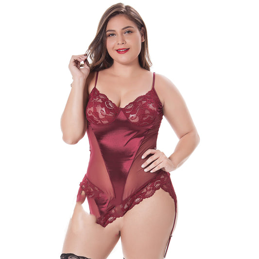 Plus Size European And American Bodysuit Stretch Nightdress