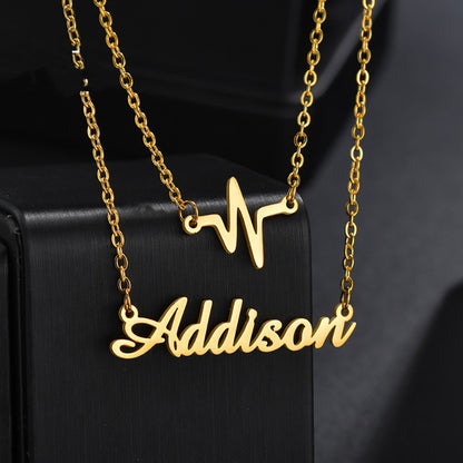 Double Layer Necklace Female English Alphabet Clavicle Pendant
