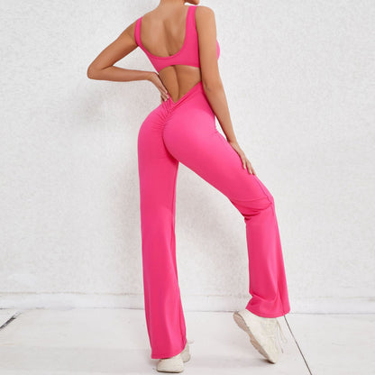 Hollow-out Beauty Back Sports Workout Clothes Jumpsuit