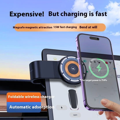 Large Screen Dashboard Bending Magnetic Suction Wireless Charger On-board Bracket