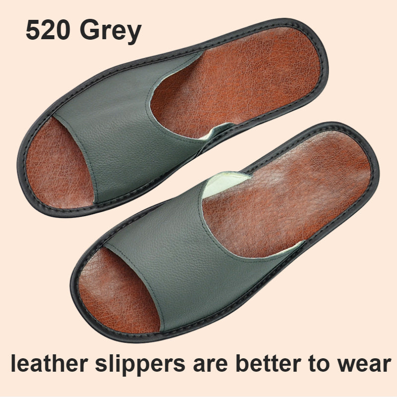 Widened Plus Size Leather Slippers