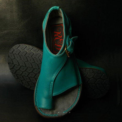 Women's plus size sandals with round buckle