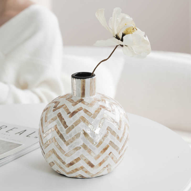 Natural Shell Handmade Ceramic Vase Home Creative Flower Container