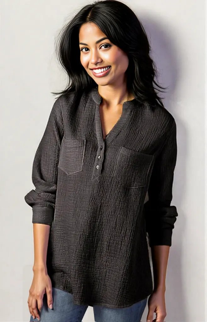 Sexy new double top Pockets cotton and linen loose plus size top for Women