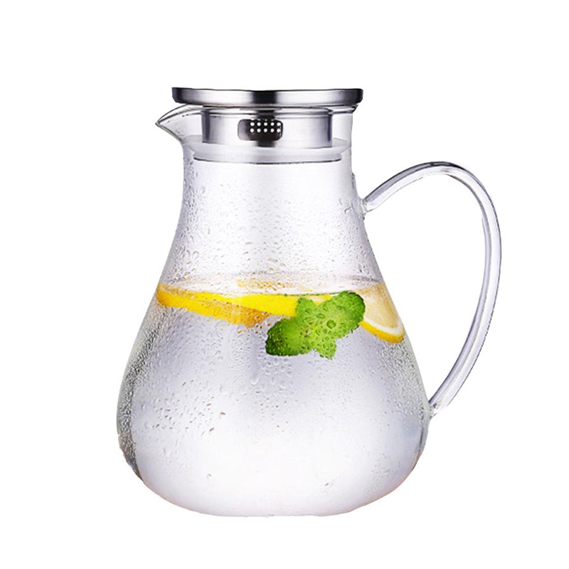 1.9L Heated Glass Water Jar Tea Jar Juice Container Beverage Dispenser Anti-Explosion Drink Kettle