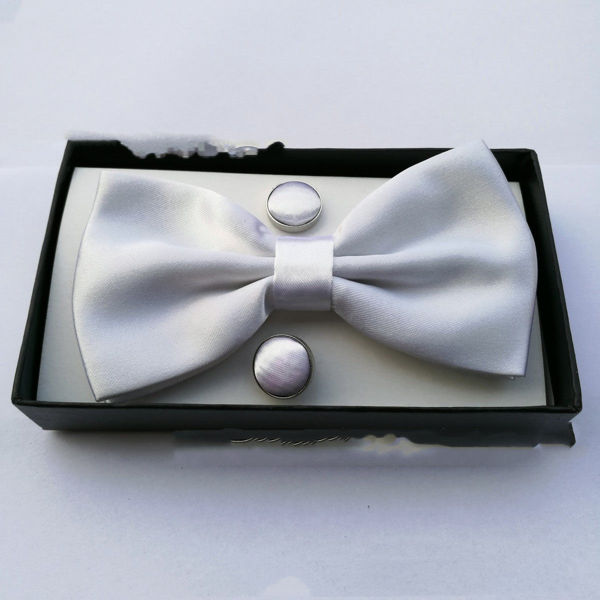 Pocket Square Cufflinks Set Men's Bow Gift Box