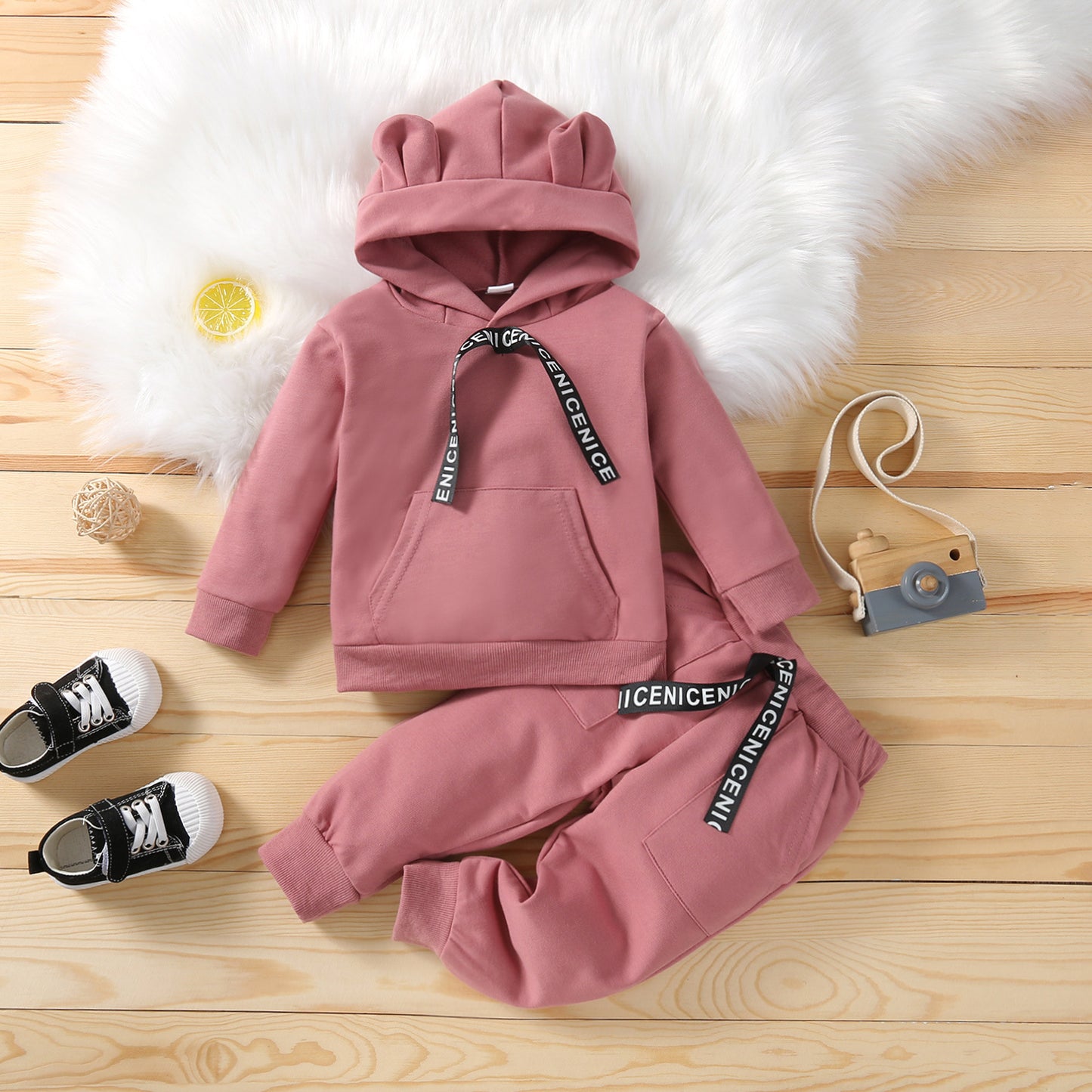 Spring And Autumn Children's Suit Hooded Two-piece Large Pocket