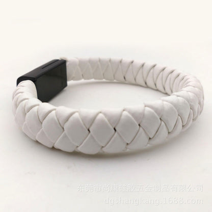 Leather woven creative data cable bracelet