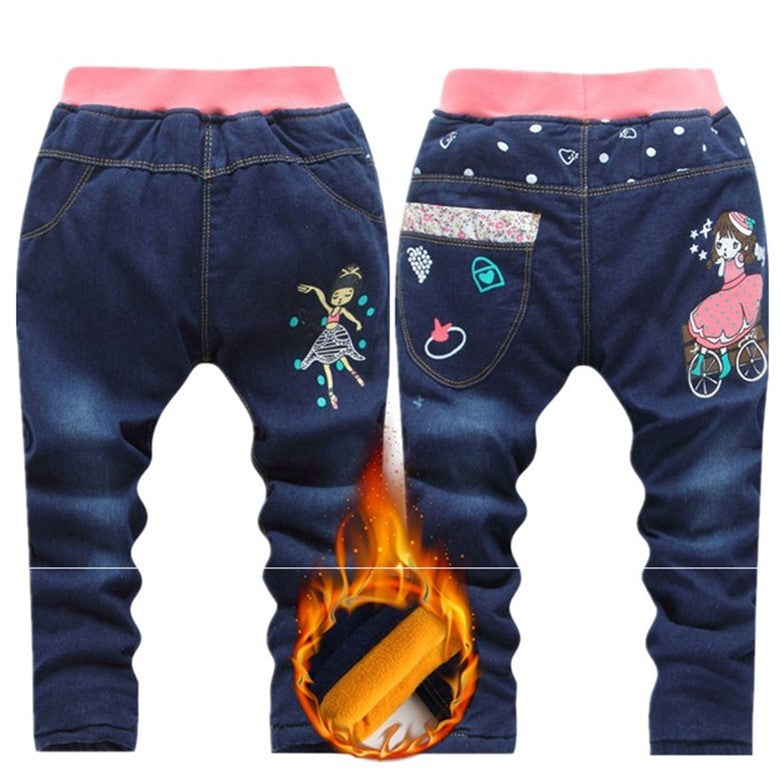 Winter children's thick jeans