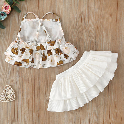 Fashion suspender jumpsuit skirt