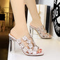 Women High Heels Shoes Transparent Crystal Flower Sandals - FLIPSTYLEZLLC