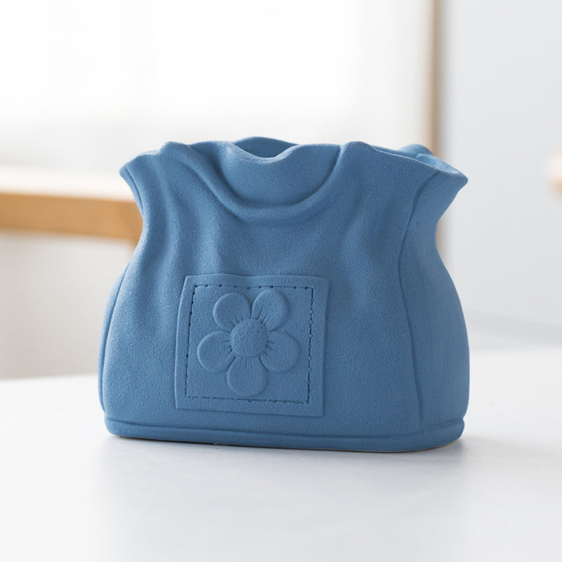 Dehua Frosted Wide Mouth Handbag Ceramic Vase Ornament Simple European Retro