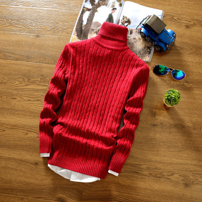 Winter Men's Sweater Korean High Neck
