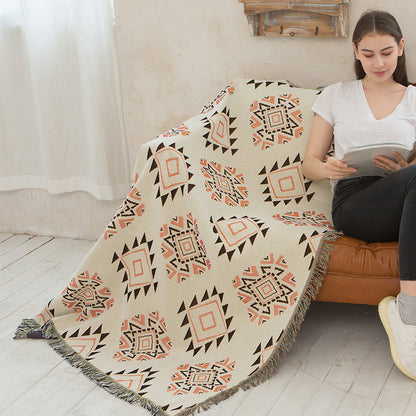 Geometric Double-sided Knitted Sofa Blanket