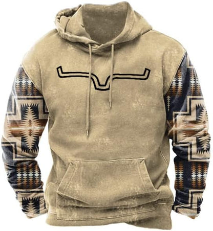 Native buffalo Printed winter Hoodie Men's fashion