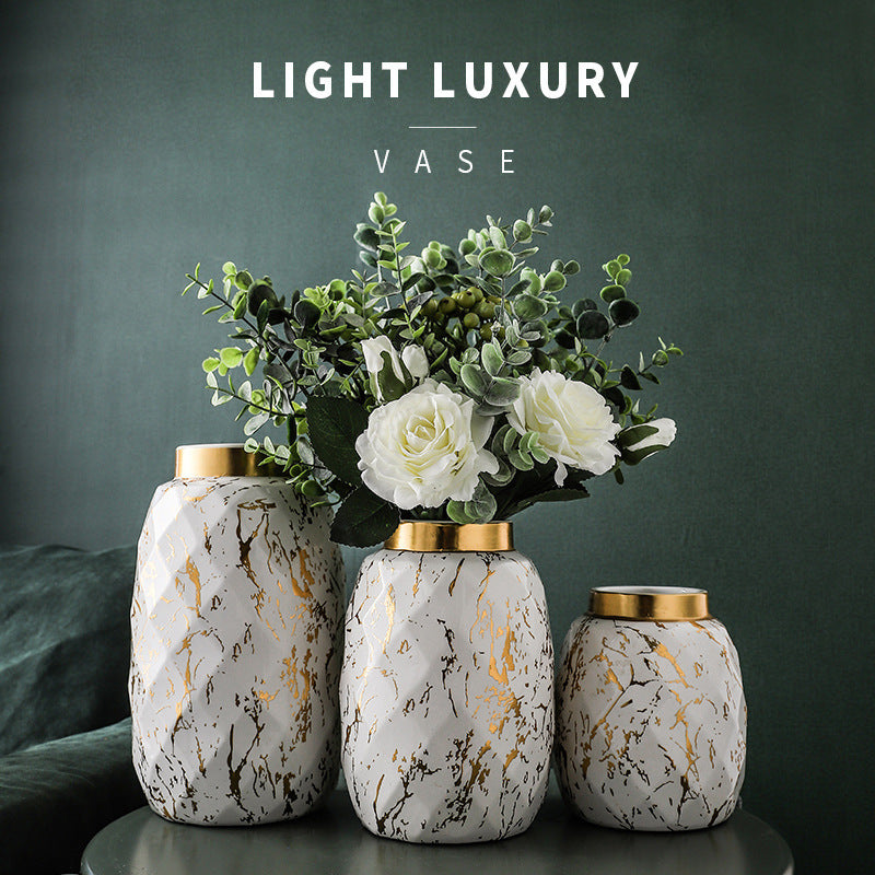 Simple And Modern Gold-painted Light Luxury Living Room Ceramic Vase
