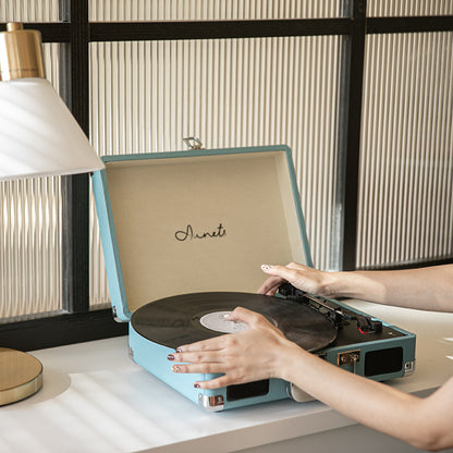 Gramophone Record Retro Phonograph Bluetooth Audio Portable Suitcase Leather Case
