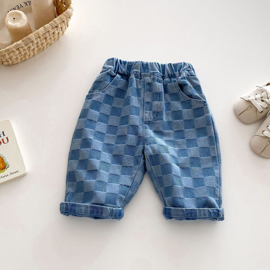 Fashion Personality Boys' Plaid Casual Pants