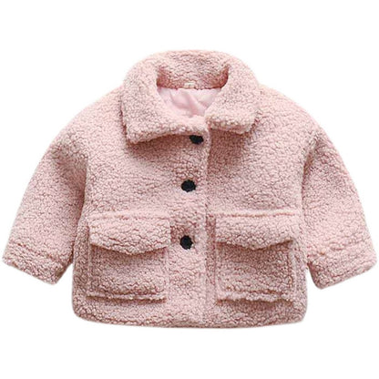 Baby Foreign Style Korean Version Plus Fleece Thickened Solid Color Top