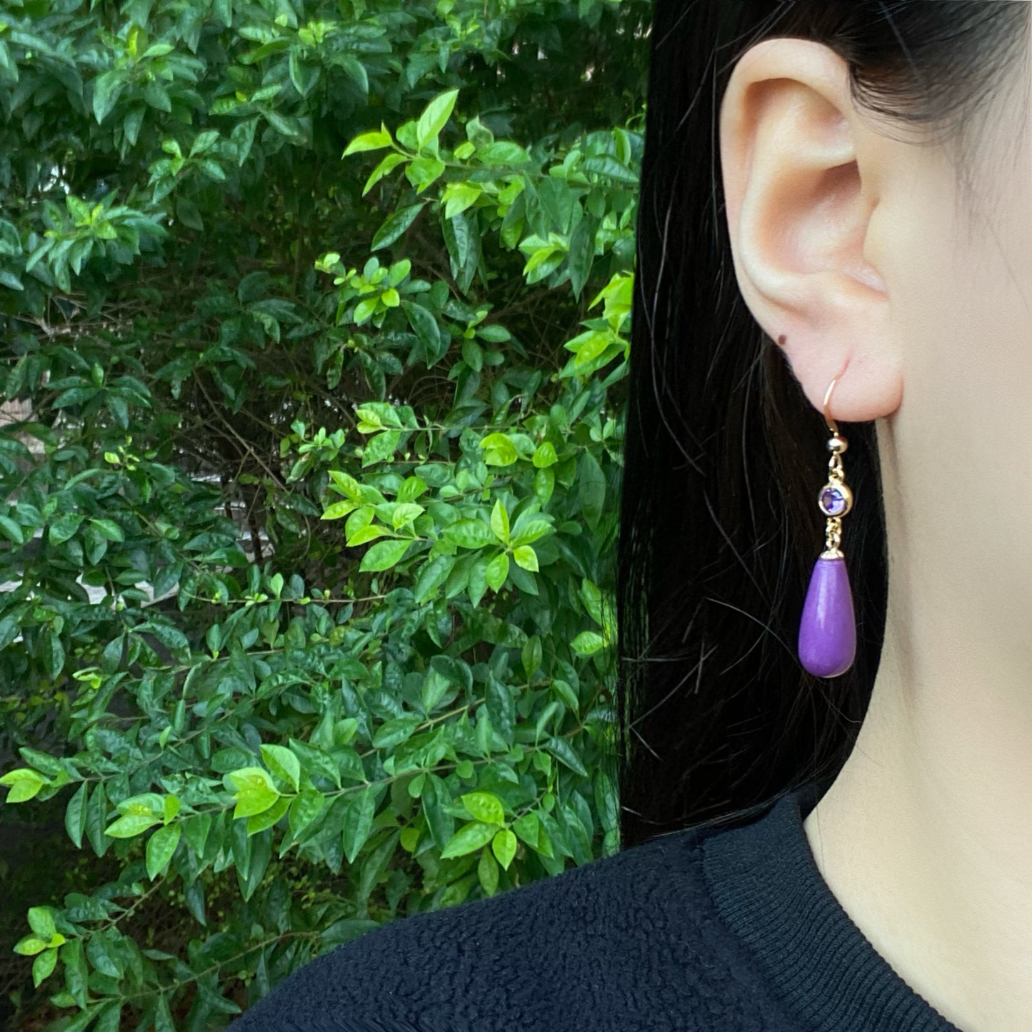 Design Natural Purple Mica Eardrops Simple Earrings
