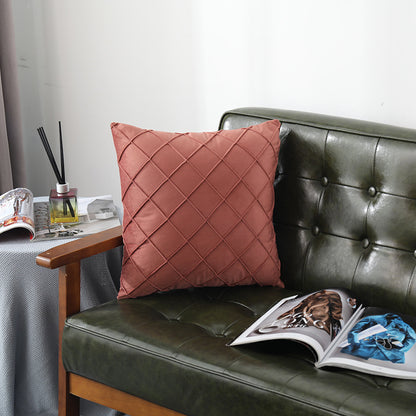 Pure Color Velvet Plaid Pillowcase Home Sofa Bedside Pillow Short Plush Cushion