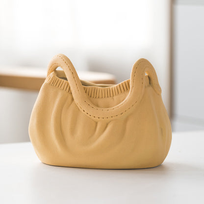 Dehua Frosted Wide Mouth Handbag Ceramic Vase Ornament Simple European Retro