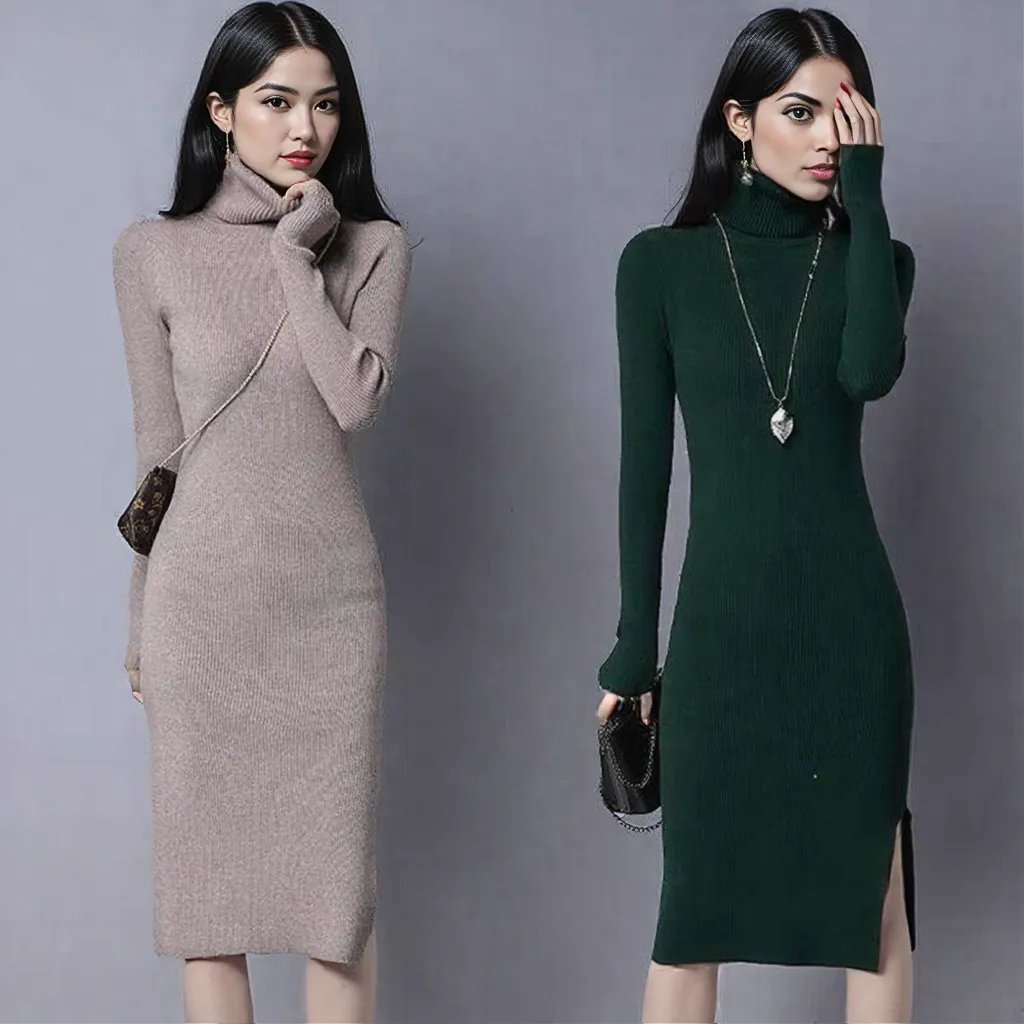 DARK GREEN Sweater Women's Pullover Autumn And Winter DRESS