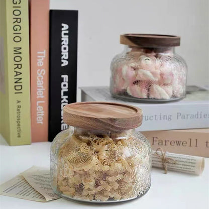 Vintage Relief Begonia Flower Glass Storage Tank