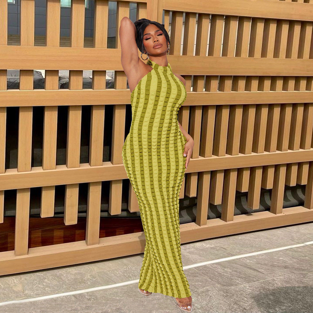 Personalized Street Women's Hanging Neck Backless Fringe Dress