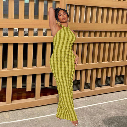 Personalized Street Women's Hanging Neck Backless Fringe Dress