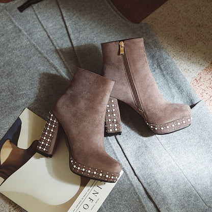 Super High-heeled Slim Simple Suede Single Boots