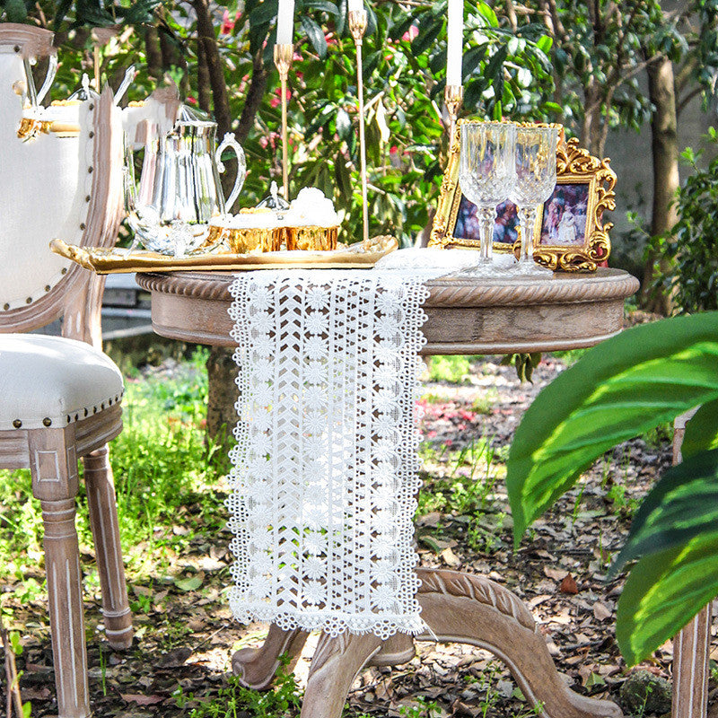 Pastoral Woven Table Runner Lace Retro Hollow Placemat