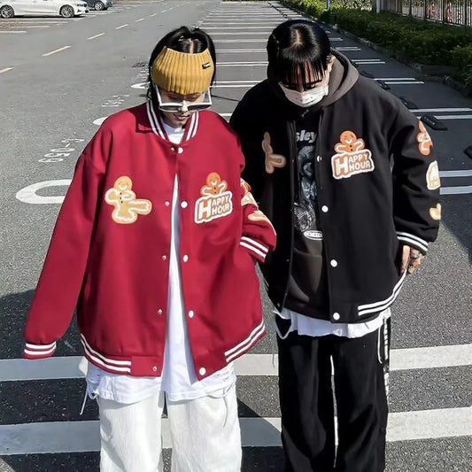 Plus Size Baseball Uniform Polyester Loose Jacket
