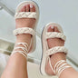 Strappy Sandals Candy Color Weave Flats Shoes Women Summer Dress Shoes - FLIPSTYLEZLLC
