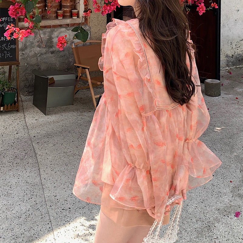 Ladies Puff Sleeve Square Neck Floral Dress