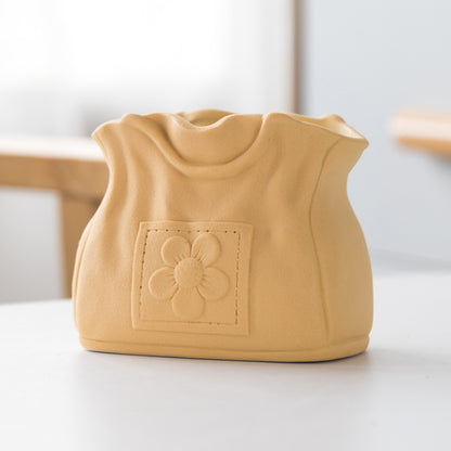 Dehua Frosted Wide Mouth Handbag Ceramic Vase Ornament Simple European Retro