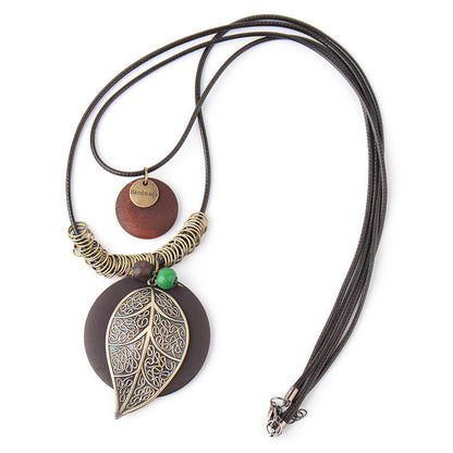 Personalized Pattern Leaf Pendant Long T-Shirt Chain