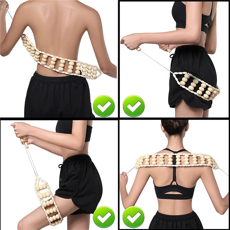 Pull Back Wooden Ease Of Use Manual Back Strip Massage Meridian Neck Massager Roller